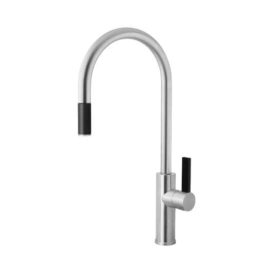 Abey Armando Vicario Luz Gooseneck Pull-Out Mixer - Brushed Chrome